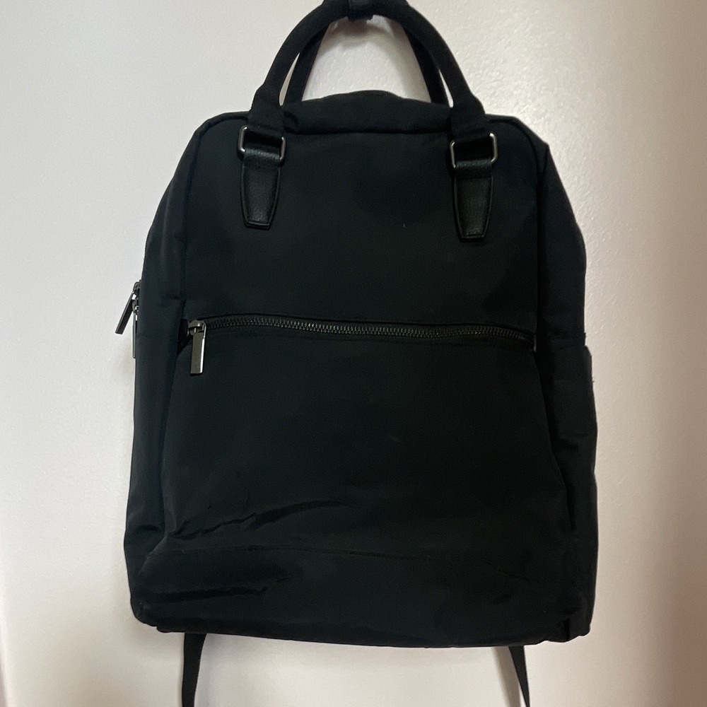 Target Black Solid Zip Backpack w/ Top Handle, Men's Polyester Lined